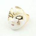 New Commedia Mask Rhinestone Teardrop Finger Rings Bijoux FR71